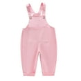 thumbnail image 1 of PINQI Baby Pull On Overalls Girls Suspenders Green Solid Color Suspenders Children's Pants Long Pants Summer Clothes Sleeveless Trousers (Pink,12-18 Months), 1 of 9