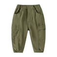 thumbnail image 1 of PINQI Baby Running Leggings Toddler Boys' Solid Color Mid Waist Elastic Waistband Leggings Work Pants with Pockets Casual Outfits(a-AG,4-5 Years), 1 of 8