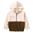 thumbnail image 1 of PINQI Baby Sport Coat Toddler Boys Girls Patchwork Coat Jacket Long Sleeve Kids Zipper Tops Hooded Lightweight Outerwear for 1 to 5 Years, 1 of 6