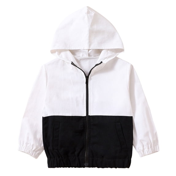 PINQI Baby Sport Coat Toddler Boys Girls Patchwork Coat Jacket Long Sleeve Kids Zipper Tops Hooded Lightweight Outerwear for 1 to 5 Years