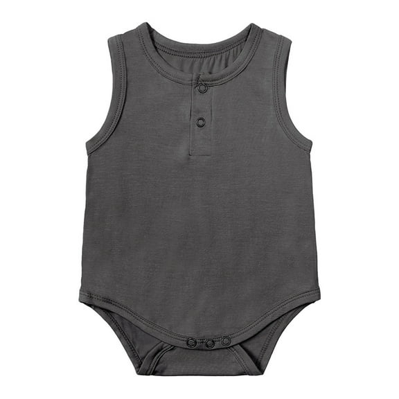 PINQI Baby Spring Clothing Girls Solid Color Sleeveless Triangle Crawling Romper Round Neck Summer Clothes for 0 to 24 Months