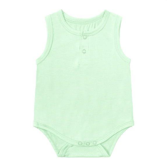 PINQI Baby Spring Clothing Girls Solid Color Sleeveless Triangle Crawling Romper Round Neck Summer Clothes for 0 to 24 Months