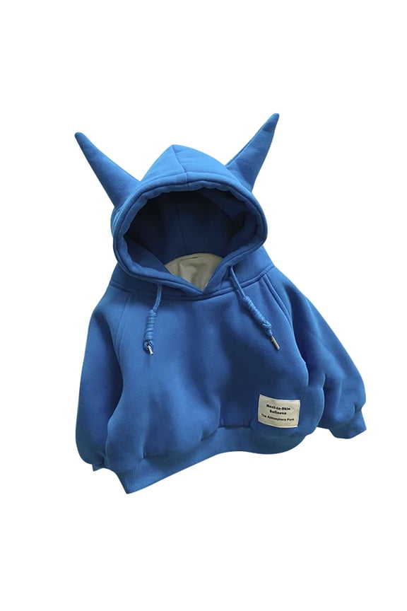 Baby Windproof Outwear Toddler Kids Baby Boys Girls Solid Long Sleeve 3D Cartoon Ears Hooded Lined Winter Warm Pullover Tops Sweatshirt