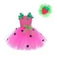 thumbnail image 1 of PINQI Birthday Bodysuits for 2-12 Years Kids Girls Strawberry Mesh Tutu Holiday Party Dresses Stage Performance Halloween Role Playing Dress(Hot Pink,8-9 Years), 1 of 8