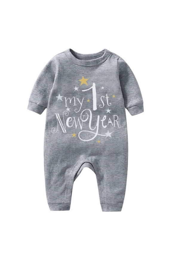 Birthday Playsuit for Baby My First New Year Clothes Baby Boys Girl Outfits Letter Print Romper Jumpsuit Headband Outfits Set