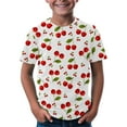 thumbnail image 1 of PINQI Boys Girl's Graphic Tees Cute Fruit Printed T-Shirts Short Sleeve Crewneck Floral Tee Shirt Summer Casual Shirt Tops, 1 of 5