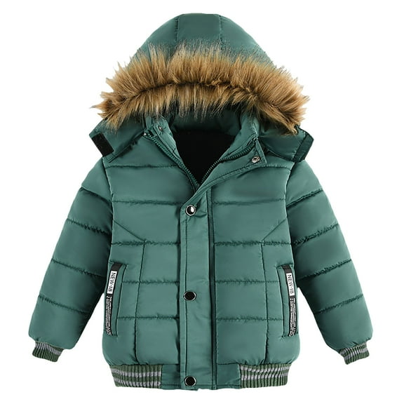 PINQI Boys Waterproof Parka Coats Winter Padded Snow Ski Puffer Jackets Kids Faux-F𝐮r Hood Quilted Warm down Outwear