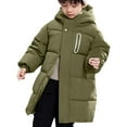 thumbnail image 1 of PINQI Boys down Jackets Thick Warm Zip up Hooded Puffer Coats Plain Lightweight Winter Outwear Kids Padded Oversized Jackets, 1 of 9
