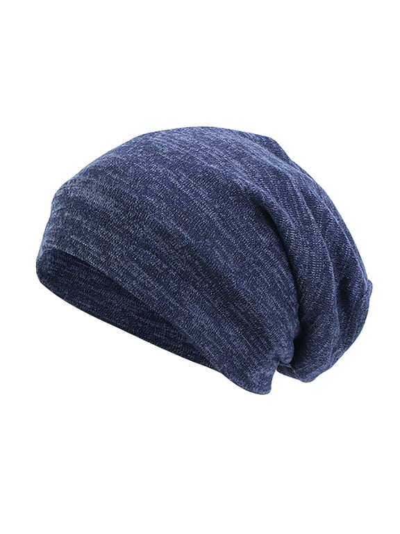 Casual Hat for Women Soft Slouchy Beanie Cap Lightweight Hipster Hat Fall Winter Breathable Sleeping Cap Thin Chemo Cap(Navy,One Size