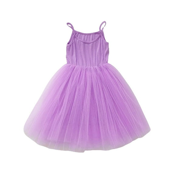 PINQI Casual Kid Girls Dresses Toddler Girl Summer Suspender Sleeveless Solid Color Dress Seven Colors for 0 To 6 Years