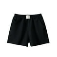 thumbnail image 1 of PINQI Casual Shorts Kids Solid Short Pants for Children Boys Girls Linen Casual Shorts Elastic Waist Pants Summer Drawstring Clothes(B-Black,12-18 Months), 1 of 5