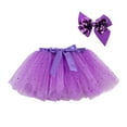thumbnail image 1 of PINQI Child Breathable Short Pants Kids Girls Party Dance Ballet Splice Star Sequin Tulle Skirt+Bow Hairpin Fairy Dancing Tutu Skirts, 1 of 7