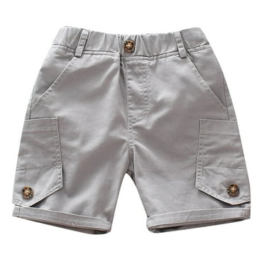 PINQI Child Sports Short Pants Kids Toddler Baby Boys Solid Spring Summer Cotton Shorts High Waisted Pull On Pants with Pocket for 1 to 7 Years
