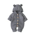 thumbnail image 1 of PINQI Children Fashion Long Rompers Long Sleeve Sweater Baby Girl Boy Winter Warm Coat Knit Outwear Hooded Jumpsuit 2024 Fall Winter Clothes(Grey,18-24 Months), 1 of 1