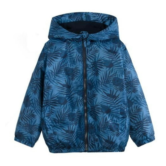 PINQI Children Outerwear 2024 Cute Boys Hooded Rain Jackets Lighweight Spring Jacket Raincoat Rain Coats Windbreaker Blue Leaf