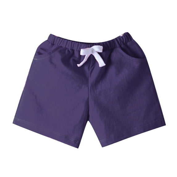 PINQI Children's Cotton Shorts Sports Pants Spring Summer Elastic Waist Comfortable Casual Boys and Girls Drawstring Shorts(I-C,5-6 Years)