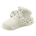 thumbnail image 1 of PINQI Clearance Baby Lace-Trim Ankle Socks Delicate Cotton Baby Socks with Bow (Soft Breathable Fabric Ideal for ) Non-Slip Dress Socks 0 to 6 Months ﻿, 1 of 6