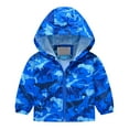 thumbnail image 1 of PINQI Clearance Coats Children Down Overcoat Boys and Girls Small Children Spring Fall and Winter Casual Wind Printing Light Fashion Hooded Jacket(Blue,12-18 Months), 1 of 8