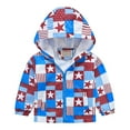 thumbnail image 1 of PINQI Clearance Coats Children Down Overcoat Boys and Girls Small Children Spring Fall and Winter Casual Wind Printing Light Fashion Hooded Jacket(Sky Blue,5-6 Years), 1 of 8