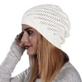 thumbnail image 1 of PINQI Women Casual Cap Thin Pleated Hollow Pullover Hat Men and Women Knitted Wool Warm Outdoor Cotton Casual Hop Soft Lightweight Running Dwarf Hat(White,One Size, 1 of 4