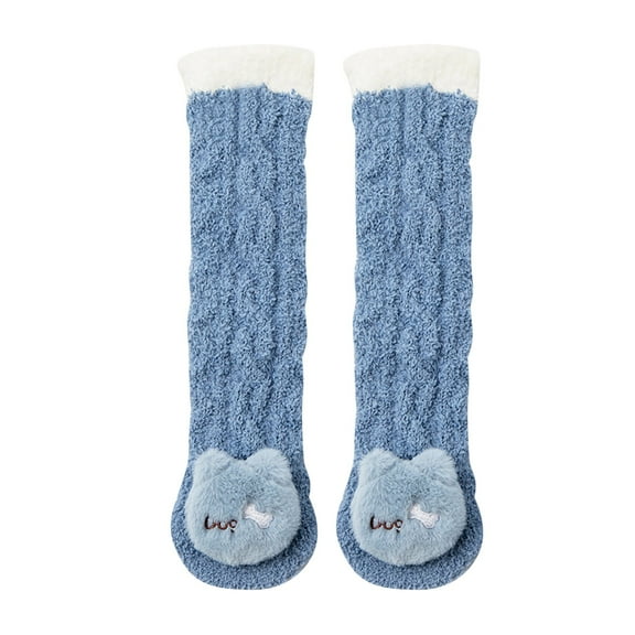 PINQI Clearance Non-Slip Baby Winter Plush Socks Thick Plush Baby Socks (Soft Coral Function: No-Heel Design Thickened Warm ) Winter Toddler Cozy Tube Socks for Boys and Girls