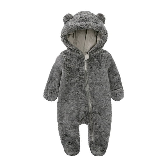 PINQI Cute Clothes for Boys Girls Children's Jumpsuit Autumn Winter Solid Color Thick Cute Cartoon Long Zipper Plush Climbing Suit Party Birthday