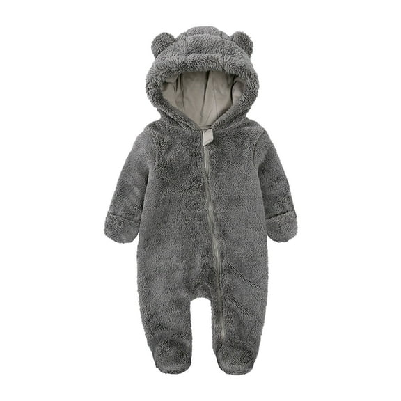 PINQI Cute Clothes for Boys Girls Children's Jumpsuit Autumn Winter Solid Color Thick Cute Cartoon Long Zipper Plush Climbing Suit Party Birthday