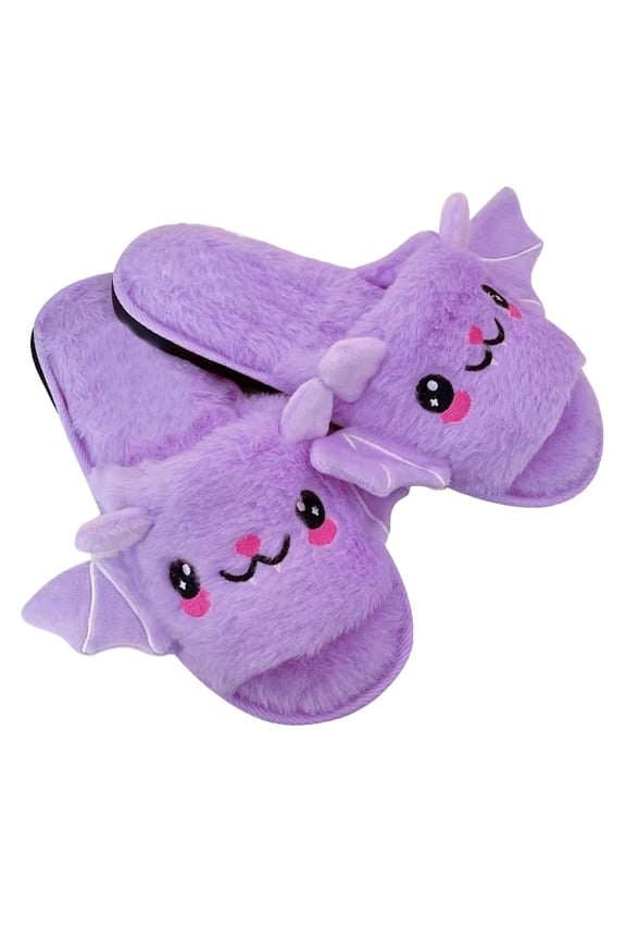 Fashion Shoes for Kid Boys Girls Slippers Cute Bat Plush Slippers Halloween Party Indoor and Outdoor 10-10.5 Years(PP1,10-10.5 Years)