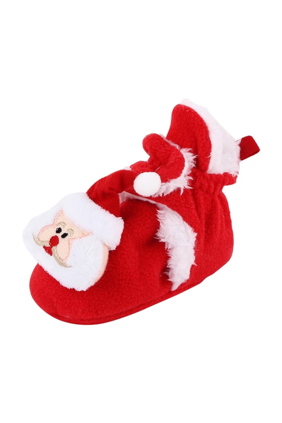 Fashion Xmas Boots,Baby Beach Christmas Booties Soft Baby Santa Winter Warm Slippers Snow Boots Crib Shoes for 0-12 Months(RD1,3-6 Months)