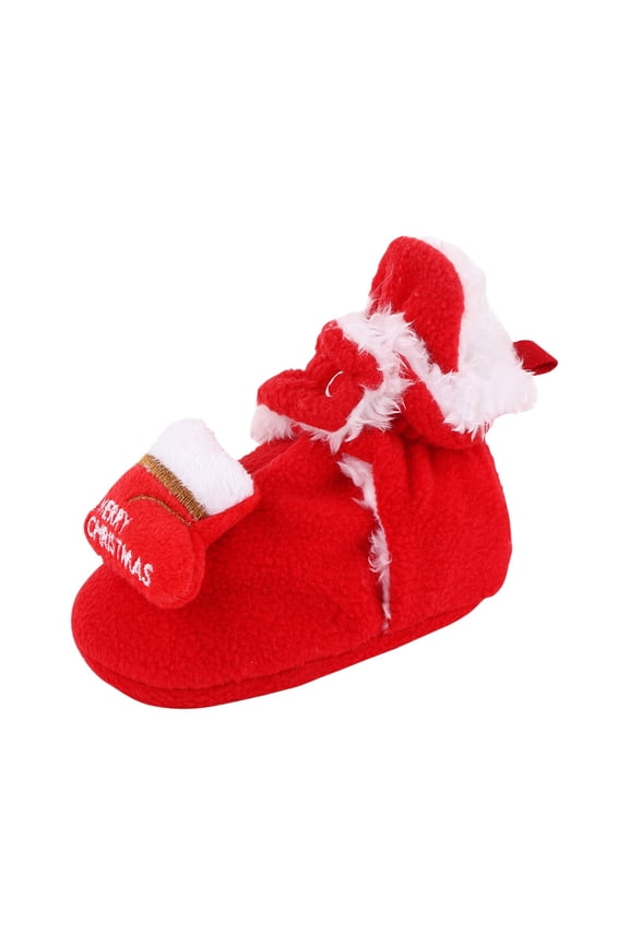 Fashion Xmas Boots,Baby Beach Christmas Booties Soft Baby Santa Winter Warm Slippers Snow Boots Crib Shoes for 0-12 Months(RD4,6-9 Months)