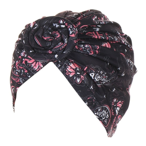 PINQI Female Stretch Headwrap Women Ethnic Boho Floral Hair Cover Wrap Turban Headwear Turban Cap For Women Cancer Head Hat Cap