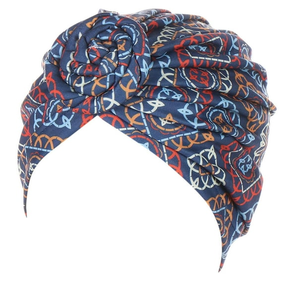 PINQI Female Stretch Headwrap Women Ethnic Boho Floral Hair Cover Wrap Turban Headwear Turban Cap For Women Cancer Head Hat Cap