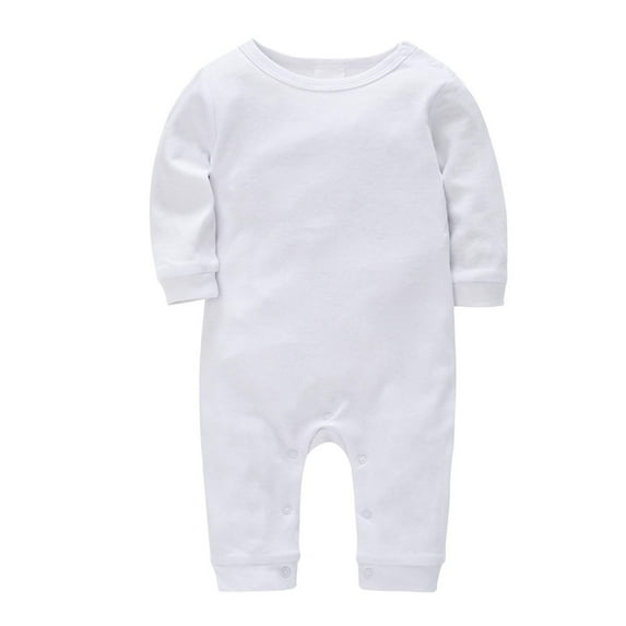 PINQI Baby Plain Cotton Short Sleeve Jumpsuit Children's Romper Boys and Girls Solid Color Bodysuit Summer Soft and Comfy Clothes(b-White,6-9 Months )
