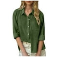 thumbnail image 1 of PINQI Girls Button Down Shirts Long Sleeve Dress Linen Shirts Casual Collared Cotton Blouses Oversized Tops with Pockets, 1 of 6