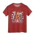 thumbnail image 1 of PINQI Girls Fashion Letter Printed Kids Back To School T Shirt Short Sleeve Children Student School Tees 2025 Spring Summer Fashion Clothes(Red,3-4 Years), 1 of 4