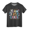 thumbnail image 1 of PINQI Girls Fashion Letter Printed Kids Back To School T Shirt Short Sleeve Children Student School Tees 2025 Spring Summer Fashion Clothes(Black,5-6 Years), 1 of 4