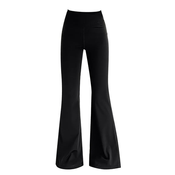 PINQI Girls' Flare Leggings High Waisted Pants Dance Bell Bottom Leggings Girls Wide Leg Sport Yoga Pants Workout Bell Bottoms Dance (Black-1,5-6 Years)