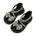 thumbnail image 1 of PINQI Girls Flat Sandals Bow Glitter Strappy Platform Low Heels Sandal Open Toe Zipper Back Ankle Strap Dress Shoes, 1 of 4