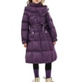 thumbnail image 1 of PINQI Girls Long Padded Coats Quilted Warm Puffer Outwear Teen Kids Zip up Hooded Warm down Jackets Windproof Thick Coats, 1 of 8