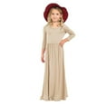 thumbnail image 1 of PINQI Girls Maxi Dress Casual Holiday Long Dresses Kids Toddler Girls Dress Below Knee Dress Long Sleeve Solid Princess Dress(Beige-A,3-4 Years), 1 of 6