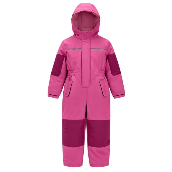 PINQI Girls One Piece Snowsuits Winter Waterproof Insulated Snowboard Snow Suits Teen Kids Padded Windproof Ski Bib Overall