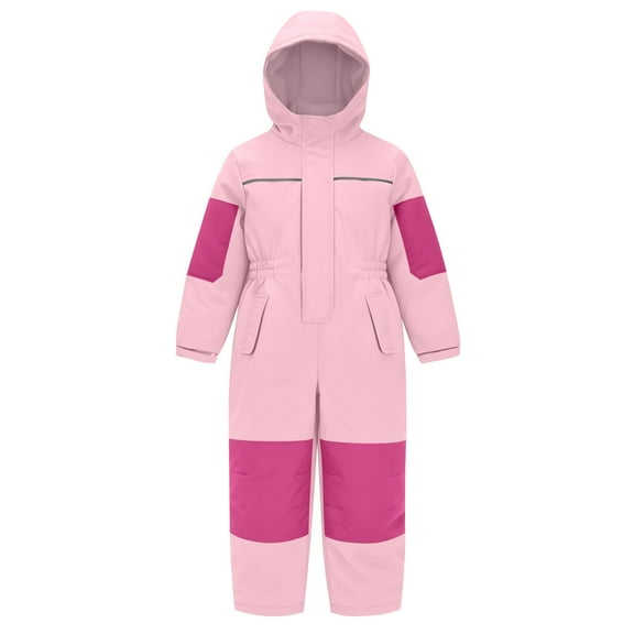 PINQI Girls One Piece Snowsuits Winter Waterproof Insulated Snowboard Snow Suits Teen Kids Padded Windproof Ski Bib Overall