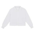 thumbnail image 1 of PINQI Girls Solid Color Casual Sport High Neck Zipper Cardigan Jacket Kids Fall Long Sleeve Coat Outerwear with Pockets 3-14 years(White,9-10 Years), 1 of 4