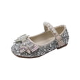 thumbnail image 1 of PINQI Girls Sparkly Princess Dress Shoes Bow Wedding Party Flower Bridesmaids Mary Jane Ballet Flats for Kid Toddler, 1 of 7