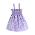 thumbnail image 1 of PINQI Girls Summer Casual Dress Toddler Girls Dress Summer Ruffle Sleeve Dresses Fashion Button Sleeveless Tie Back Sun-dress (B-Purple,4-5 Years ), 1 of 6