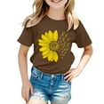 thumbnail image 1 of PINQI Girls Summer Sunflower T Shirt Cute Flower Graphic Kids Short Sleeve Tops Crewneck Loose Tee Casual Basic Tshirt, 1 of 4