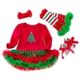 thumbnail image 1 of PINQI Holiday Dress for Toddler Girls Christmas Clothes Little Girl Long Sleeve On My First Christmas Party Ruffle Dress for 0 to 24 Months, 1 of 7