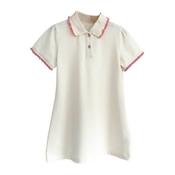 PINQI Holiday Sundress for Toddler Girls Kids Baby Girls Summer Casual Solid Color Short Sleeved Stand Up Collar A Line Dress Party Princess Dress