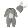 thumbnail image 1 of PINQI Toddler Boys Girls Solid Color Cloud Fashion Zipper Hooded Short Ear Romper Crawling Suit Baby Cute Hooded Pocket Jumpsuit(2-Grey,0-3 Months), 1 of 5