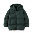 thumbnail image 1 of PINQI Kids Boy Girl Puffer Jacket Coat Hood Mid Length Light Weight Winter Warm Padded Classic Solid Winter Long Sleeve Outwear(Green,18-24 Months), 1 of 9